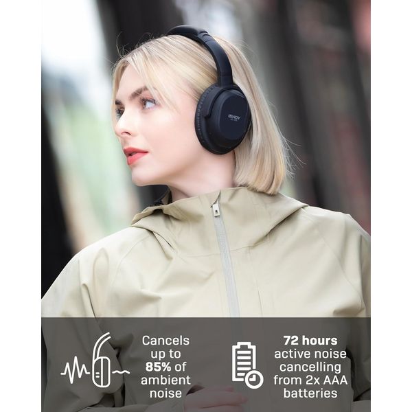 Lindy NC-60 Wired On-Ear Active Noise Cancelling Headphones