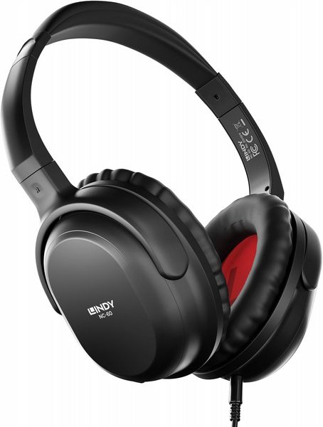 Lindy NC-60 Wired On-Ear Active Noise Cancelling Headphones